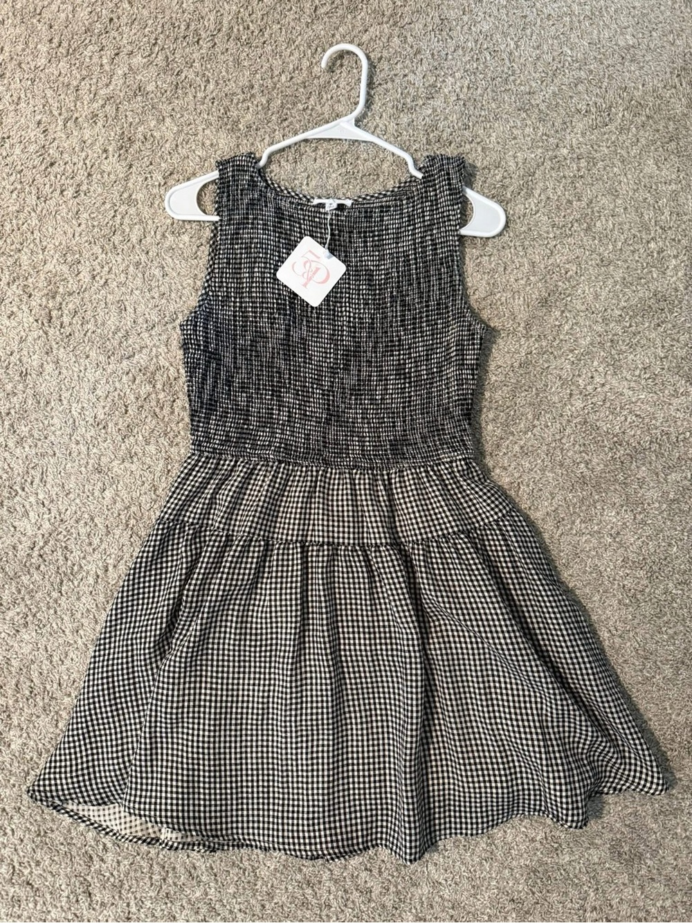 Blu Pepper Black and White Gingham Mini Dress